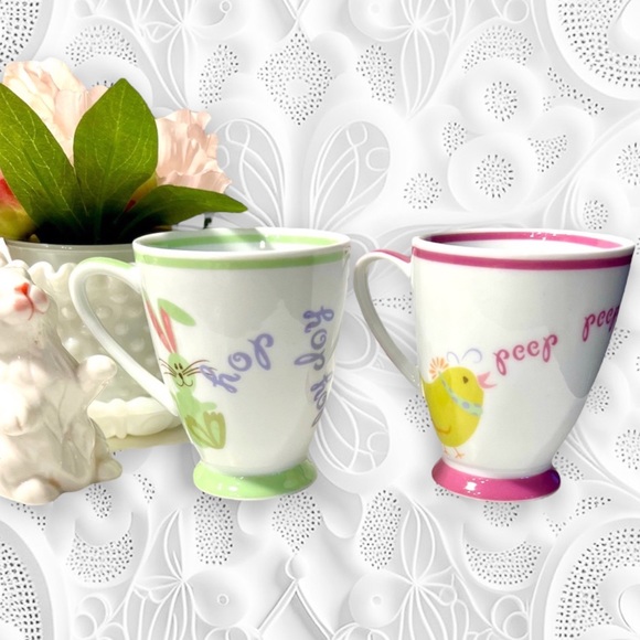 Starbucks 2007 Spring Bunny Hop & Chick Peep Coffee Cups 7 oz Easter Mugs Set 2 - Picture 3 of 15